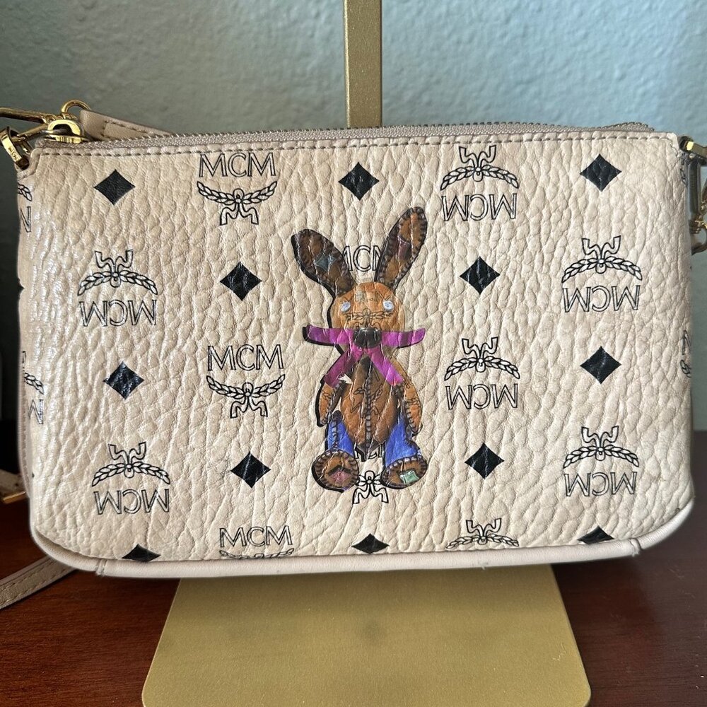 MCM Visetos Pattern Bunny Crossbody Pouch